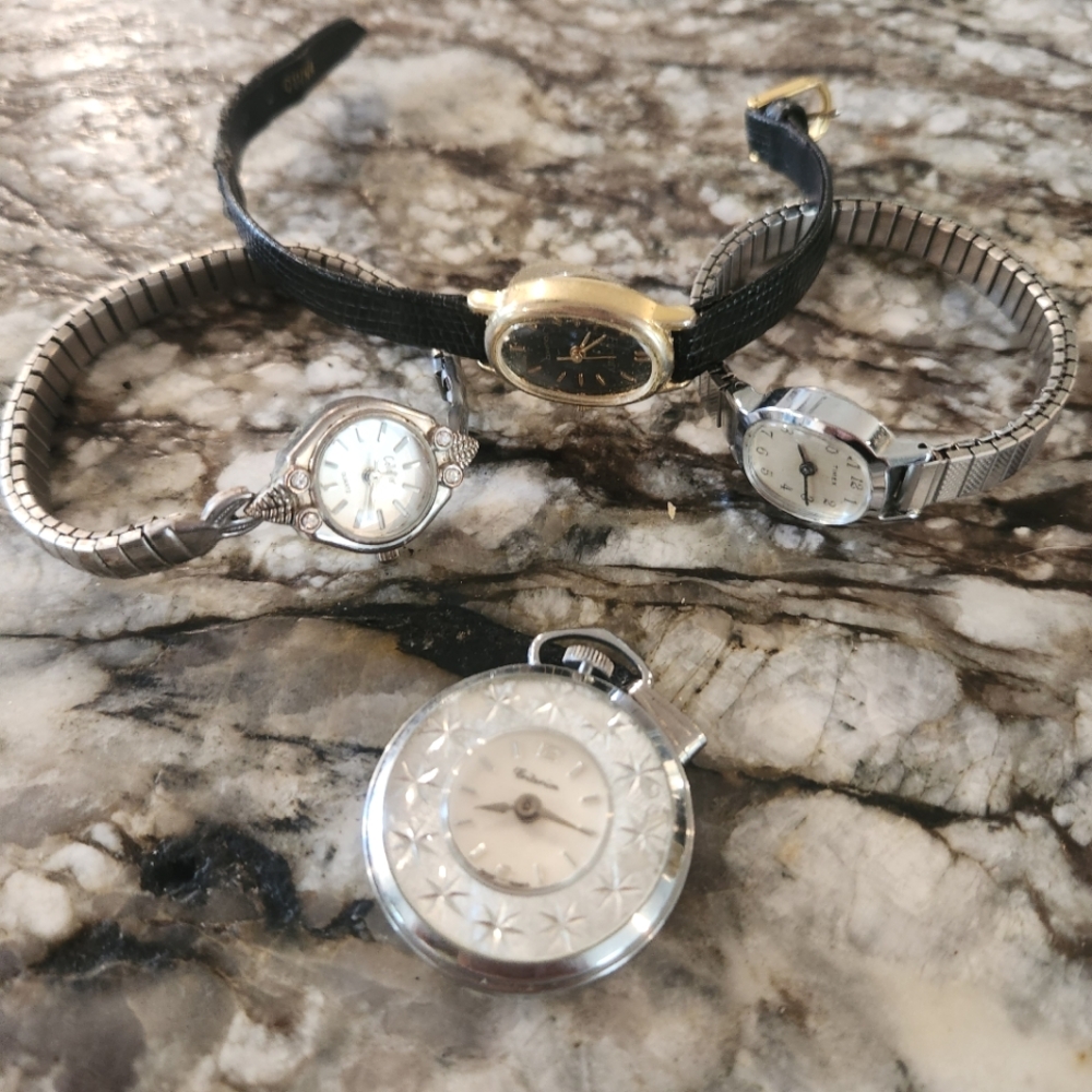 4 Vintage Elegant Silver and Gold Watches Bundle